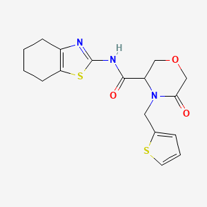 molecular formula C17H19N3O3S2 B2739219 5-oxo-N-(4,5,6,7-tetrahydro-1,3-benzothiazol-2-yl)-4-[(thiophen-2-yl)methyl]morpholine-3-carboxamide CAS No. 1421441-38-4