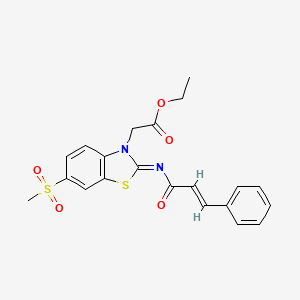 molecular formula C21H20N2O5S2 B2739220 ethyl 2-((Z)-2-(cinnamoylimino)-6-(methylsulfonyl)benzo[d]thiazol-3(2H)-yl)acetate CAS No. 865247-38-7