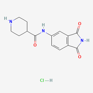 molecular formula C14H16ClN3O3 B2739224 N-(1,3-二氧杂环戊-2,3-二氢-1H-异喹啉-5-基)哌啶-4-甲酰胺盐酸盐 CAS No. 1423024-88-7