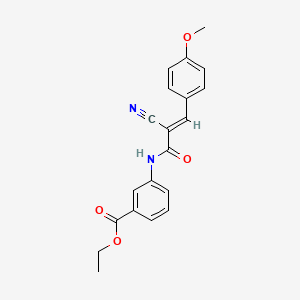 molecular formula C20H18N2O4 B2739229 (E)-ethyl 3-(2-cyano-3-(4-methoxyphenyl)acrylamido)benzoate CAS No. 326018-30-8
