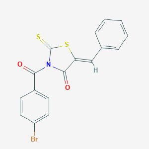 molecular formula C17H10BrNO2S2 B273923 5-Benzylidene-3-(4-bromobenzoyl)-2-thioxo-1,3-thiazolidin-4-one 