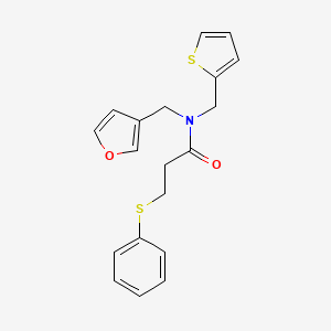 N-(furan-3-ylmethyl)-3-(phenylthio)-N-(thiophen-2-ylmethyl)propanamide