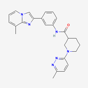 molecular formula C25H26N6O B2739234 N-(3-(8-甲基咪唑并[1,2-a]吡啶-2-基)苯基)-1-(6-甲基吡啶-3-基)哌啶-3-甲酰胺 CAS No. 2319896-21-2