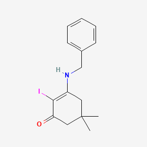 molecular formula C15H18INO B2739237 3-(Benzylamino)-2-iodo-5,5-dimethylcyclohex-2-en-1-one CAS No. 51924-73-3