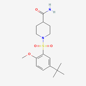 molecular formula C17H26N2O4S B2739255 1-[(5-Tert-butyl-2-methoxyphenyl)sulfonyl]-4-piperidinecarboxamide CAS No. 717863-82-6