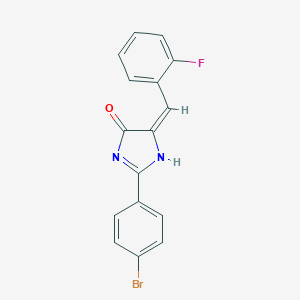 molecular formula C16H10BrFN2O B273926 (5E)-2-(4-bromophenyl)-5-[(2-fluorophenyl)methylidene]-1H-imidazol-4-one 