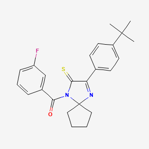 molecular formula C24H25FN2OS B2739266 3-(4-Tert-butylphenyl)-1-(3-fluorobenzoyl)-1,4-diazaspiro[4.4]non-3-ene-2-thione CAS No. 1223762-37-5