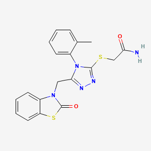 molecular formula C19H17N5O2S2 B2739269 2-((5-((2-oxobenzo[d]thiazol-3(2H)-yl)methyl)-4-(o-tolyl)-4H-1,2,4-triazol-3-yl)thio)acetamide CAS No. 847402-83-9