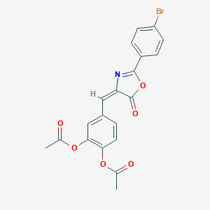 molecular formula C20H14BrNO6 B273927 2-(acetyloxy)-4-[(2-(4-bromophenyl)-5-oxo-1,3-oxazol-4(5H)-ylidene)methyl]phenyl acetate 