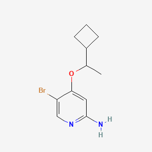 molecular formula C11H15BrN2O B2739271 5-溴-4-(1-环丁基乙氧基)吡啶-2-胺 CAS No. 2285657-49-8