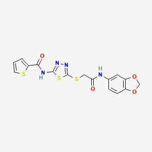 N-(5-((2-(benzo[d][1,3]dioxol-5-ylamino)-2-oxoethyl)thio)-1,3,4-thiadiazol-2-yl)thiophene-2-carboxamide