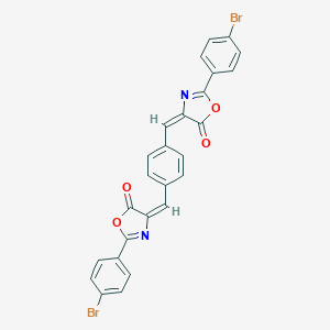 molecular formula C26H14Br2N2O4 B273928 2-(4-bromophenyl)-4-{4-[(2-(4-bromophenyl)-5-oxo-1,3-oxazol-4(5H)-ylidene)methyl]benzylidene}-1,3-oxazol-5(4H)-one 
