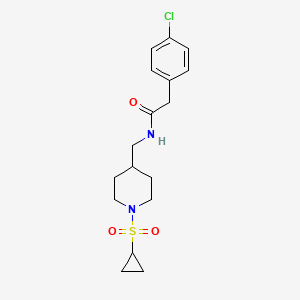 molecular formula C17H23ClN2O3S B2739291 2-(4-chlorophenyl)-N-((1-(cyclopropylsulfonyl)piperidin-4-yl)methyl)acetamide CAS No. 1235622-06-6