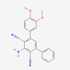 molecular formula C22H17N3O2 B2739293 5'-Amino-3,4-dimethoxy-1,1':3',1''-terphenyl-4',6'-dicarbonitrile CAS No. 299441-58-0