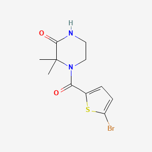 molecular formula C11H13BrN2O2S B2739297 4-(5-Bromothiophene-2-carbonyl)-3,3-dimethylpiperazin-2-one CAS No. 952857-20-4
