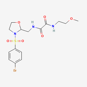 molecular formula C15H20BrN3O6S B2739298 N1-((3-((4-bromophenyl)sulfonyl)oxazolidin-2-yl)methyl)-N2-(2-methoxyethyl)oxalamide CAS No. 868980-89-6