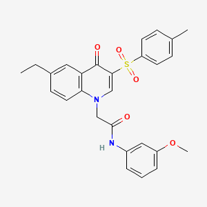 molecular formula C27H26N2O5S B2739322 2-(6-乙基-4-氧代-3-对甲苯基喹喔啉-1(4H)-基)-N-(3-甲氧基苯基)乙酰胺 CAS No. 902278-97-1