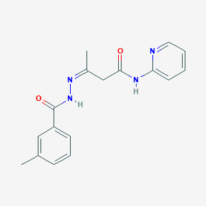 molecular formula C17H18N4O2 B273933 3-[(3-methylbenzoyl)hydrazono]-N-(2-pyridinyl)butanamide 