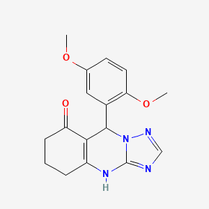 molecular formula C17H18N4O3 B2739331 9-(2,5-dimethoxyphenyl)-5,6,7,9-tetrahydro-[1,2,4]triazolo[5,1-b]quinazolin-8(4H)-one CAS No. 385787-46-2