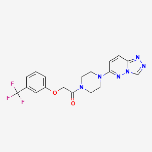 molecular formula C18H17F3N6O2 B2739332 1-(4-([1,2,4]三唑并[4,3-b]吡啶并[6-基]吡嗪-6-基)哌嗪-1-基)-2-(3-(三氟甲基)苯氧基)乙酮 CAS No. 1060204-66-1