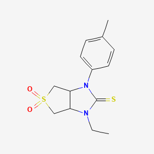 molecular formula C14H18N2O2S2 B2739335 1-乙基-3-(对甲苯基)四氢-1H-噻吩并[3,4-d]咪唑-2(3H)-硫酮 5,5-二氧化物 CAS No. 620543-64-8