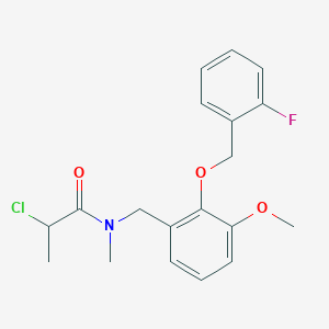 molecular formula C19H21ClFNO3 B2739336 2-Chloro-N-[[2-[(2-fluorophenyl)methoxy]-3-methoxyphenyl]methyl]-N-methylpropanamide CAS No. 2411253-11-5