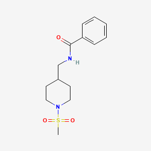 molecular formula C14H20N2O3S B2739340 N-((1-(甲基磺酰)哌啶-4-基)甲基)苯甲酰胺 CAS No. 1234868-68-8