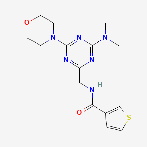 molecular formula C15H20N6O2S B2739345 N-((4-(二甲氨基)-6-吗啉-1,3,5-三嘧啶-2-基)甲基)噻吩-3-甲酸酰胺 CAS No. 2034543-01-4