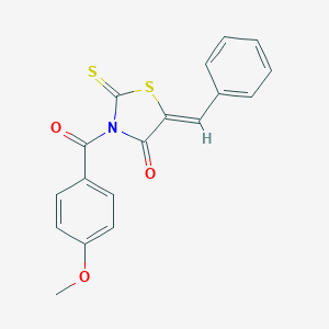 molecular formula C18H13NO3S2 B273935 5-Benzylidene-3-(4-methoxybenzoyl)rhodanine 