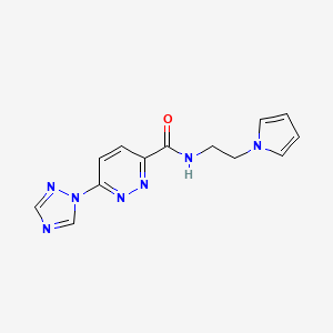 molecular formula C13H13N7O B2739363 N-(2-(1H-吡咯-1-基)乙基)-6-(1H-1,2,4-三唑-1-基)吡啶并-3-羧酰胺 CAS No. 2034355-38-7