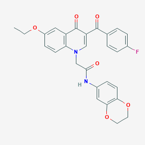 molecular formula C28H23FN2O6 B2739364 N-(2,3-dihydrobenzo[b][1,4]dioxin-6-yl)-2-(6-ethoxy-3-(4-fluorobenzoyl)-4-oxoquinolin-1(4H)-yl)acetamide CAS No. 895653-14-2