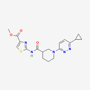 molecular formula C18H21N5O3S B2739372 Methyl 2-[1-(6-cyclopropylpyridazin-3-yl)piperidine-3-amido]-1,3-thiazole-4-carboxylate CAS No. 2097901-35-2