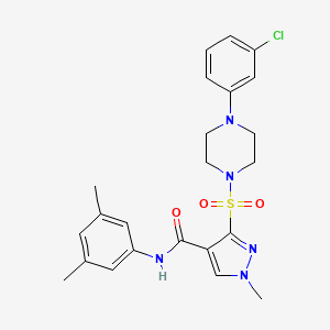 molecular formula C23H26ClN5O3S B2739375 3-{[4-(3-chlorophenyl)piperazin-1-yl]sulfonyl}-N-(3,5-dimethylphenyl)-1-methyl-1H-pyrazole-4-carboxamide CAS No. 1189999-66-3