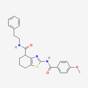 molecular formula C24H25N3O3S B2739381 2-(4-methoxybenzamido)-N-phenethyl-4,5,6,7-tetrahydrobenzo[d]thiazole-4-carboxamide CAS No. 941879-74-9