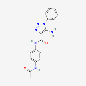 molecular formula C17H16N6O2 B2739385 N-[4-(acetylamino)phenyl]-5-amino-1-phenyl-1H-1,2,3-triazole-4-carboxamide CAS No. 950253-26-6