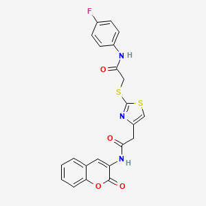N-(4-fluorophenyl)-2-((4-(2-oxo-2-((2-oxo-2H-chromen-3-yl)amino)ethyl)thiazol-2-yl)thio)acetamide