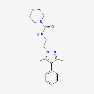molecular formula C18H24N4O2 B2739390 N-(2-(3,5-二甲基-4-苯基-1H-吡唑-1-基)乙基)吗啉-4-甲酸酰胺 CAS No. 2034293-18-8