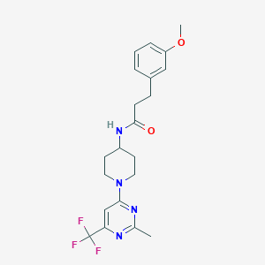 molecular formula C21H25F3N4O2 B2739400 3-(3-甲氧基苯基)-N-{1-[2-甲基-6-(三氟甲基)-4-嘧啶基]-4-哌啶基}丙酰胺 CAS No. 1775473-25-0