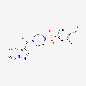 molecular formula C20H22N4O4S B2739402 (4-((4-甲氧基-3-甲基苯基)磺酰基)哌嗪-1-基)(吡唑并[1,5-a]吡啶-3-基)甲酮 CAS No. 1396869-01-4