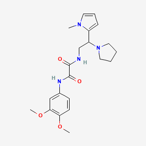molecular formula C21H28N4O4 B2739406 N1-(3,4-dimethoxyphenyl)-N2-(2-(1-methyl-1H-pyrrol-2-yl)-2-(pyrrolidin-1-yl)ethyl)oxalamide CAS No. 1049452-78-9