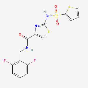 molecular formula C15H11F2N3O3S3 B2739409 N-(2,6-difluorobenzyl)-2-(thiophene-2-sulfonamido)thiazole-4-carboxamide CAS No. 1021124-46-8