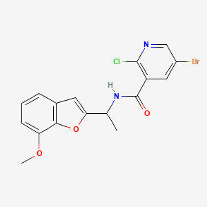 molecular formula C17H14BrClN2O3 B2739419 5-bromo-2-chloro-N-[1-(7-methoxy-1-benzofuran-2-yl)ethyl]pyridine-3-carboxamide CAS No. 1252531-43-3
