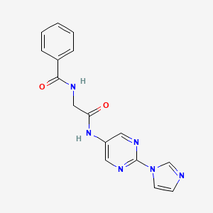molecular formula C16H14N6O2 B2739429 N-(2-((2-(1H-咪唑-1-基)嘧啶-5-基)氨基)-2-氧乙基)苯甲酰胺 CAS No. 1421443-99-3