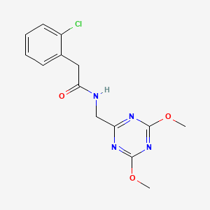 molecular formula C14H15ClN4O3 B2739439 2-(2-氯苯基)-N-((4,6-二甲氧基-1,3,5-三嗪-2-基)甲基)乙酰胺 CAS No. 2034521-62-3