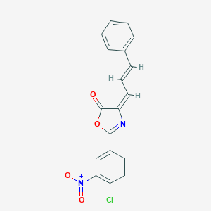 molecular formula C18H11ClN2O4 B273944 2-(4-Chloro-3-nitrophenyl)-4-cinnamylidene-4,5-dihydro-5-oxazolone 