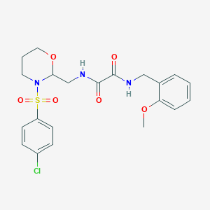 molecular formula C21H24ClN3O6S B2739440 N1-((3-((4-氯苯基)磺酰)-1,3-噁唑环己-2-基)甲基)-N2-(2-甲氧基苄基)草酰胺 CAS No. 872722-81-1