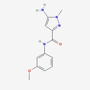 molecular formula C12H14N4O2 B2739441 5-amino-N-(3-methoxyphenyl)-1-methyl-1H-pyrazole-3-carboxamide CAS No. 1856046-89-3