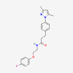 molecular formula C22H24FN3O2 B2739442 3-(4-(3,5-dimethyl-1H-pyrazol-1-yl)phenyl)-N-(2-(4-fluorophenoxy)ethyl)propanamide CAS No. 2034592-61-3