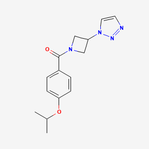 molecular formula C15H18N4O2 B2739445 (3-(1H-1,2,3-triazol-1-yl)azetidin-1-yl)(4-isopropoxyphenyl)methanone CAS No. 2034312-41-7