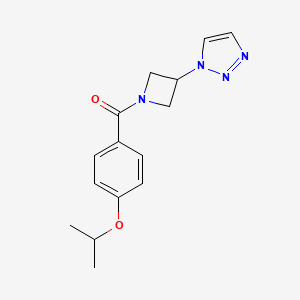 molecular formula C15H18N4O2 B2739445 (3-(1H-1,2,3-三唑-1-基)氮杂环丁烷-1-基)(4-异丙氧基苯基)甲酮 CAS No. 2034312-41-7